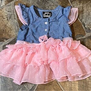 DDG Darlings denim and pink dress size 12 months